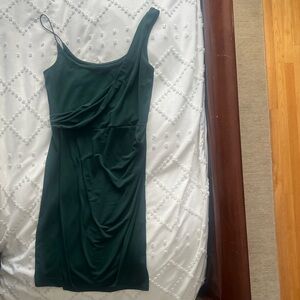 Dex One Shoulder Dark Green Dress